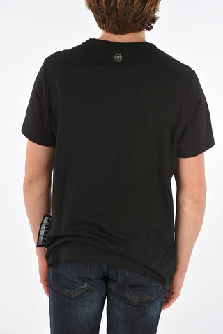 rhinestone embellished skull crew-neck t-shirt