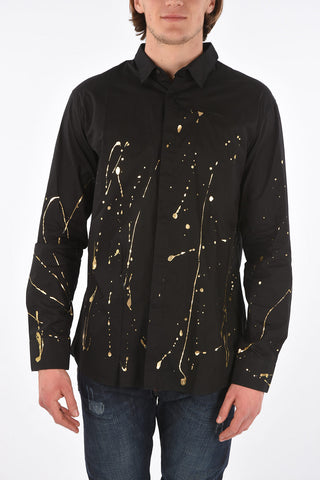 HOMME Camicia Diamond Cut LS DERICK con teschio strass