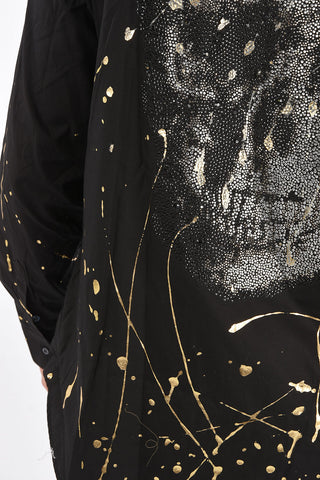 HOMME Camicia Diamond Cut LS DERICK con teschio strass