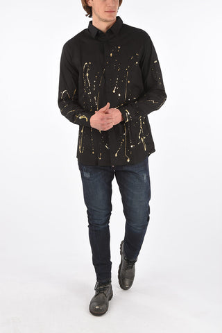 HOMME Camicia Diamond Cut LS DERICK con teschio strass
