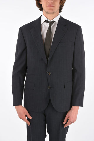 Pinstriped 3 Button Suit with Flap Pocket