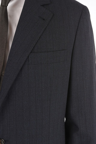 Pinstriped 3 Button Suit with Flap Pocket