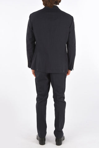 Pinstriped 3 Button Suit with Flap Pocket