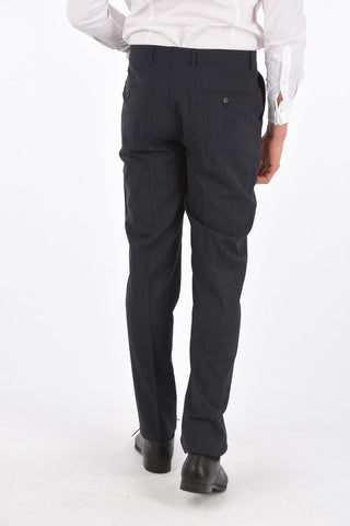 Pinstriped 3 Button Suit with Flap Pocket