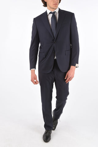 2-Piece LEADER Pinstriped Suit with Flap Pockets