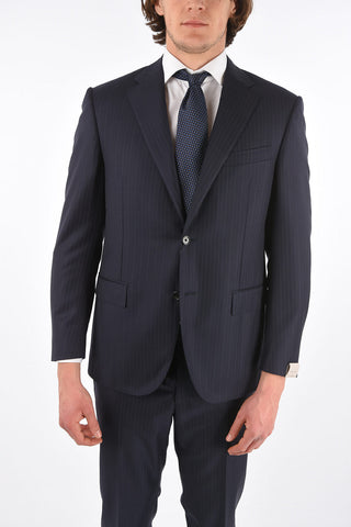 2-Piece LEADER Pinstriped Suit with Flap Pockets