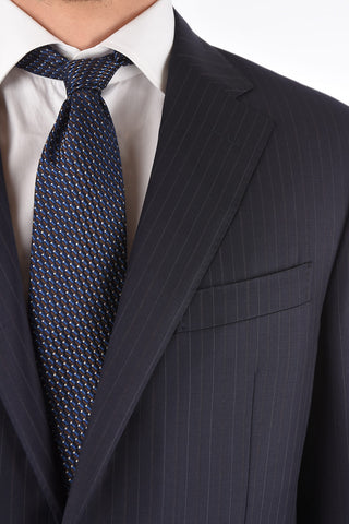 2-Piece LEADER Pinstriped Suit with Flap Pockets