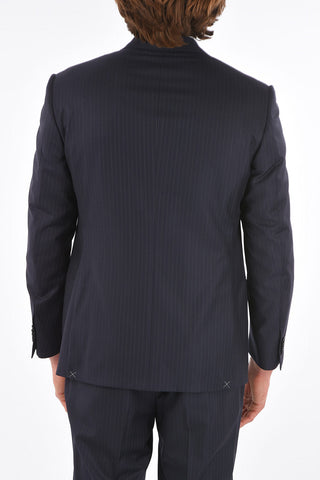 2-Piece LEADER Pinstriped Suit with Flap Pockets