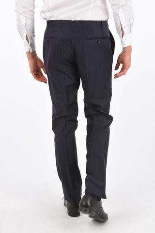 2-Piece LEADER Pinstriped Suit with Flap Pockets