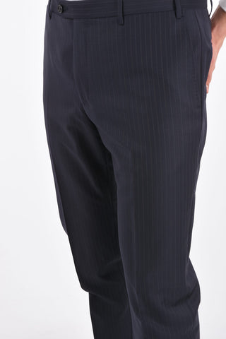 2-Piece LEADER Pinstriped Suit with Flap Pockets