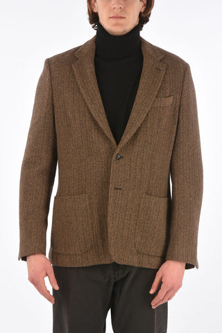 Giacca Fantasia Herringbone in Lana e Cashmere