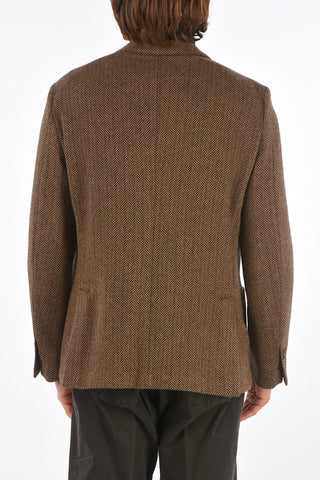 Giacca Fantasia Herringbone in Lana e Cashmere