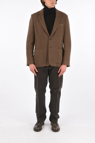 Giacca Fantasia Herringbone in Lana e Cashmere