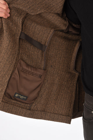 Giacca Fantasia Herringbone in Lana e Cashmere