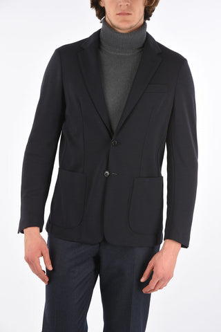 2 Buttons Wool Blend Blazer with Patch Pockets