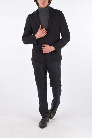 2 Buttons Wool Blend Blazer with Patch Pockets