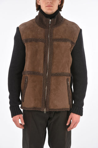 Shearling Mutton Jacket with Knitted Details