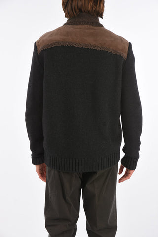 Shearling Mutton Jacket with Knitted Details