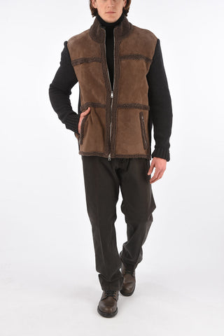Shearling Mutton Jacket with Knitted Details