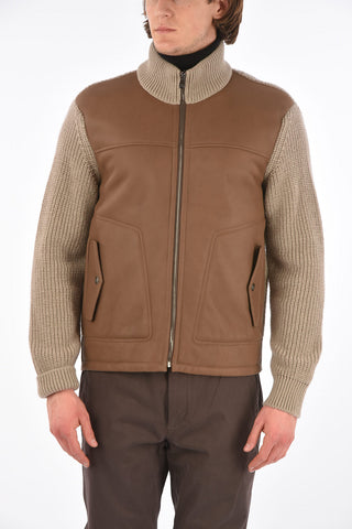 ID Wool and Leather Turtleneck Jacket