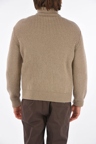ID Wool and Leather Turtleneck Jacket