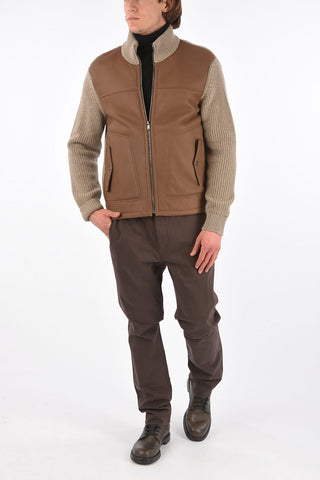ID Wool and Leather Turtleneck Jacket