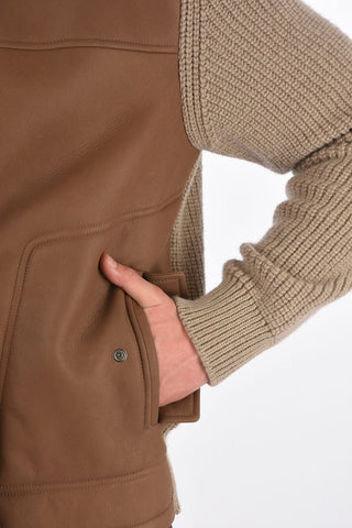 ID Wool and Leather Turtleneck Jacket