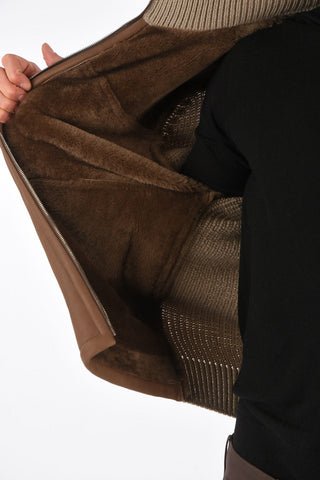 ID Wool and Leather Turtleneck Jacket