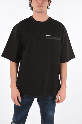 Crew Neck Cotton T-Shirt with Flush Breast-pocket