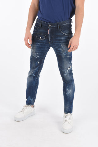 Distressed SKATER FIT Denims with Side Zip