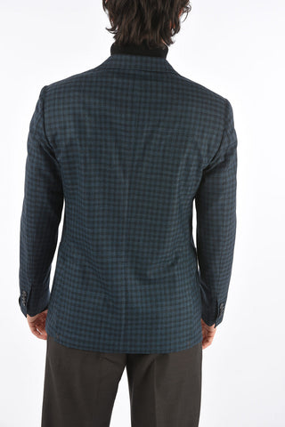 SARTORIA Half-lined Gingham Virgin Wool and Silk Blazer