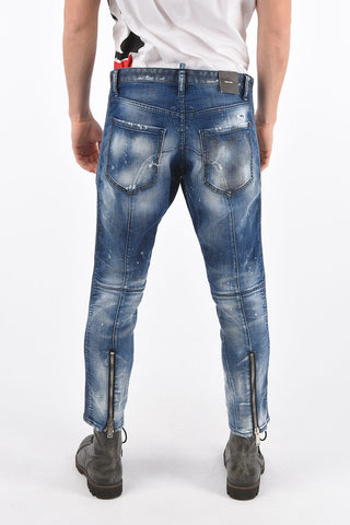 Zipped Pockets and Bottom BIKER FIT Denims