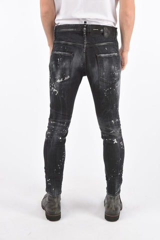 Distressed Colored Wash SKATER FIT Denims with Strass