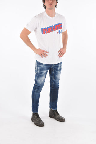 Crew Neck DSQ2 64 Printed Cotton T-Shirt