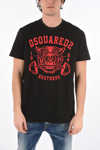 Crew Neck DSQ2 64 Printed Cotton T-Shirt