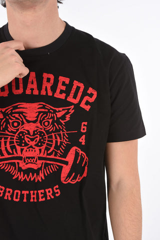 Crew Neck DSQ2 64 Printed Cotton T-Shirt