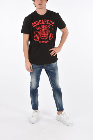 Crew Neck DSQ2 64 Printed Cotton T-Shirt