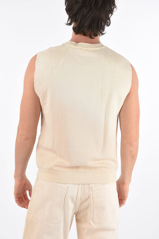 RED TAG Raw Cut-Sleeved Jersey Tank Top with Patches