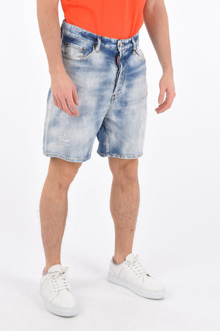 Shorts 5 Tasche in Denim Délavé Lavaggio Chiaro