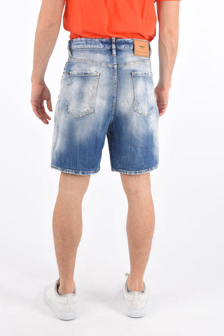 Shorts 5 Tasche in Denim Délavé Lavaggio Chiaro