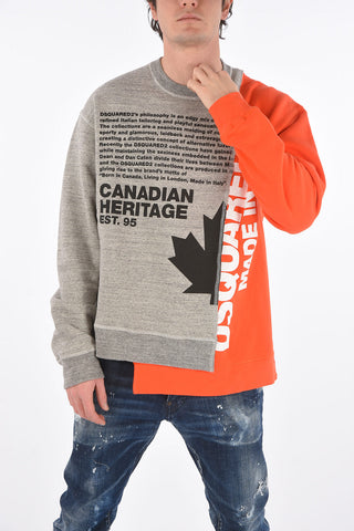 Crew Neck Two Tone Printed Sweathirt