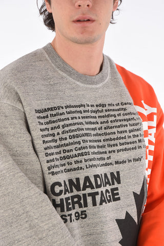Crew Neck Two Tone Printed Sweathirt