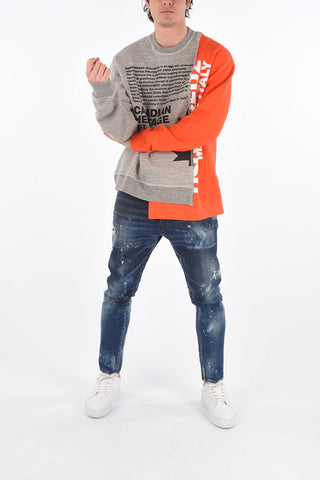 Crew Neck Two Tone Printed Sweathirt