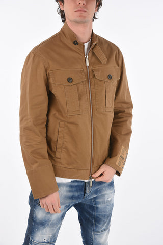 Giubbotto Sahariano in Denim con Zip Frontale