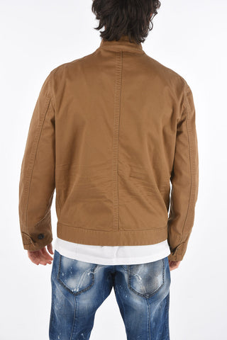 Giubbotto Sahariano in Denim con Zip Frontale