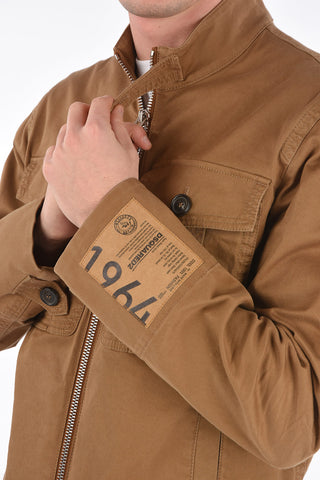 Giubbotto Sahariano in Denim con Zip Frontale
