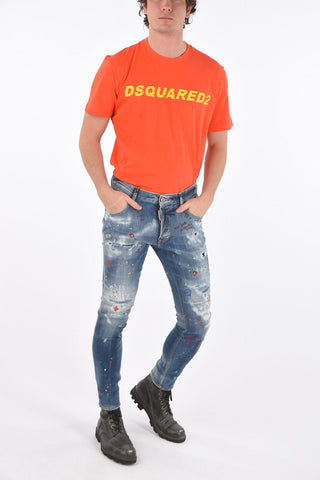 Distressed SUPER TWINKY FIT Denims with Prints and Strass