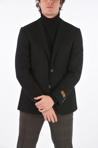 Wool and Cashmere Blazer with Flap Pocket