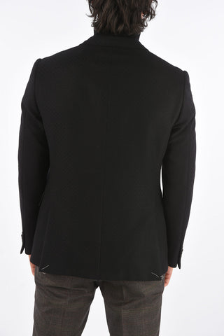 Wool and Cashmere Blazer with Flap Pocket