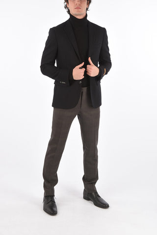 Wool and Cashmere Blazer with Flap Pocket